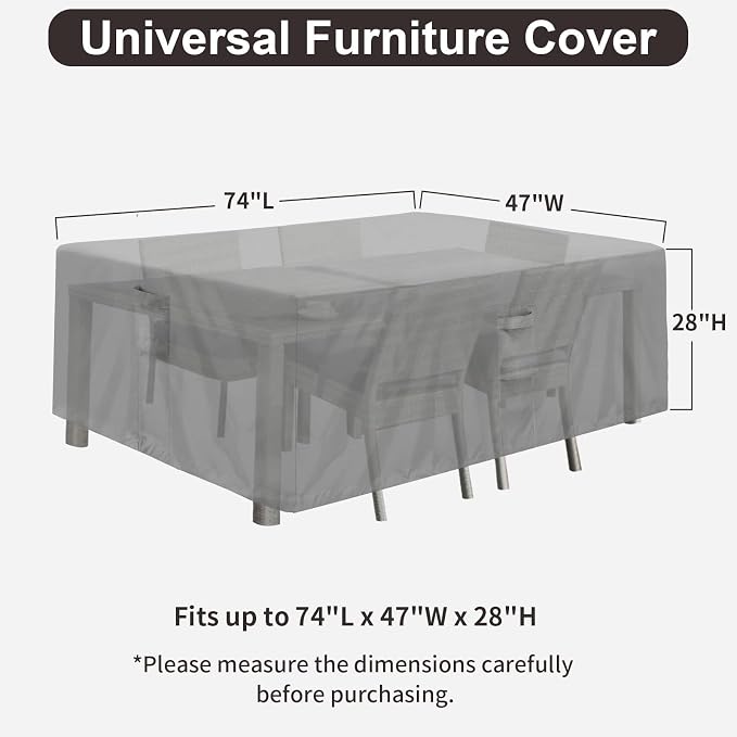 PureFit Patio Furniture Covers, Outdoor Table Furniture Cover Waterproof - Image 2