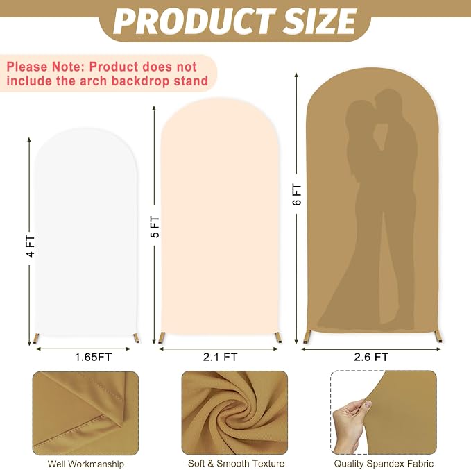 MODFUNS Mixed Color Arch Backdrop Covers 4ft 5ft 6ft Khaki Beige White Spandex - Image 3