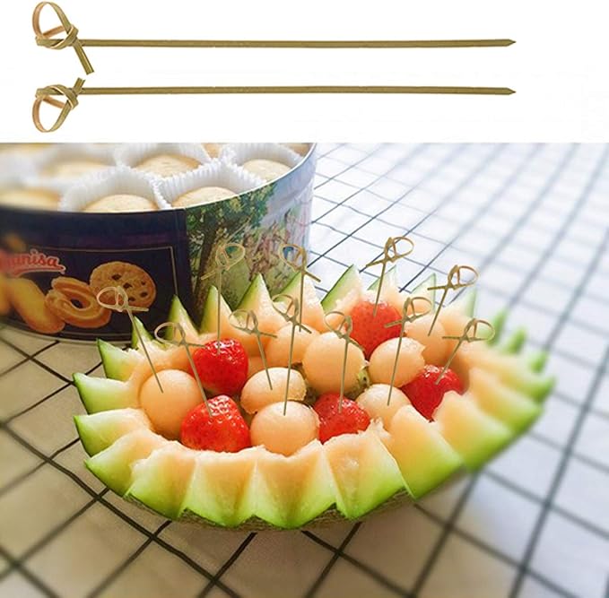 DC-BEAUTIFUL 200 Pack Natural Bamboo Knot Skewers, 6 Inch Bamboo Twisted End - Image 5