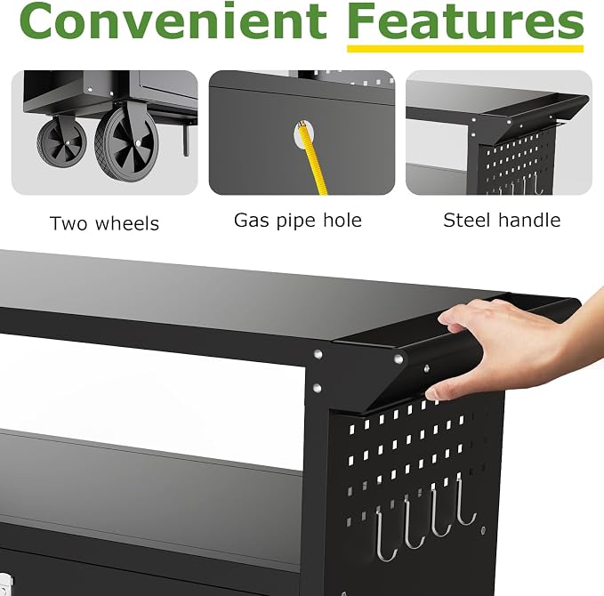 Outdoor Grill Table, Metal Grill Cart - Image 3