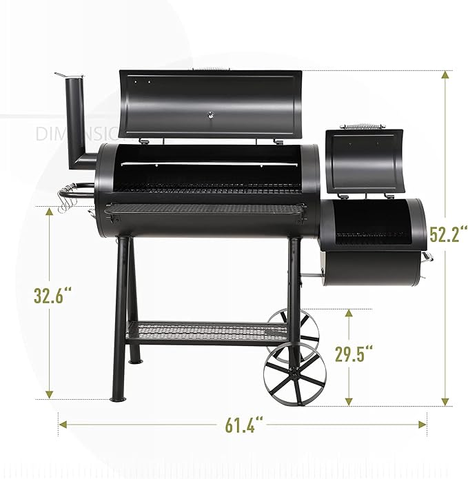 MFSTUDIO Heavy Duty Charcoal Wood Offset Outdoor Smoker Grill, Extra Large - Image 7