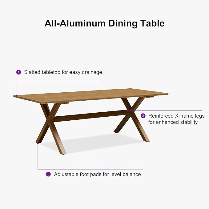 PURPLE LEAF 9 Pieces Outdoor Dining Set All Weather Wicker Patio Dining Set - Image 8