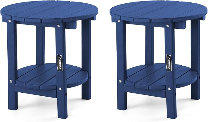 FUNBERRY Outdoor Adirondack Side Table Set of 2, 2-Tier Patio End Tables by FUNBERRY