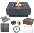 Elementi | Bundle Manhattan Gas Fire Pit Cast Concrete 36" Square Fire Table by AMSFireplaceInc