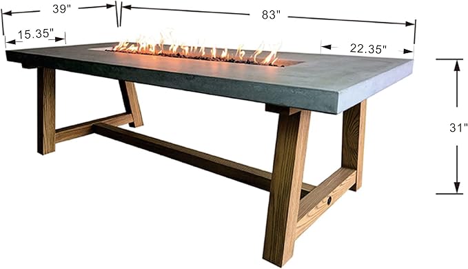 Elementi | Bundle Sonoma Gas Fire Pit Cast Concrete Rectangular Dining Fire - Image 2