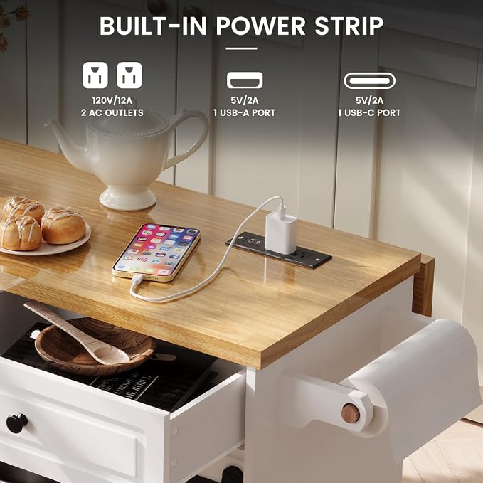 COCO DESIGN Rolling Kitchen Island Cart - Image 2