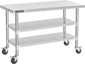 DuraSteel Stainless Steel Work Table 30" x 60" x 34" Height w/ 4 Caster Wheels by Unknown