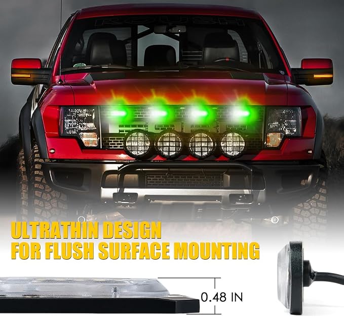 Xprite White Green LED Surface Mount Strobe Lights Kit, w/Control Panel - Image 2