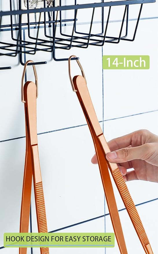 Tongs 14-Inch Stainless Steel Rose Gold 2-Pack