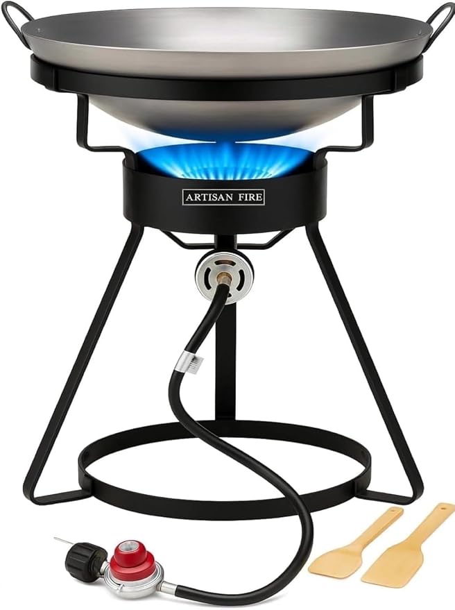 Outdoor Cooker Stove with Steel Wok-Propane Grill-55, 000 BTU High Pressure by ArtisanFire
