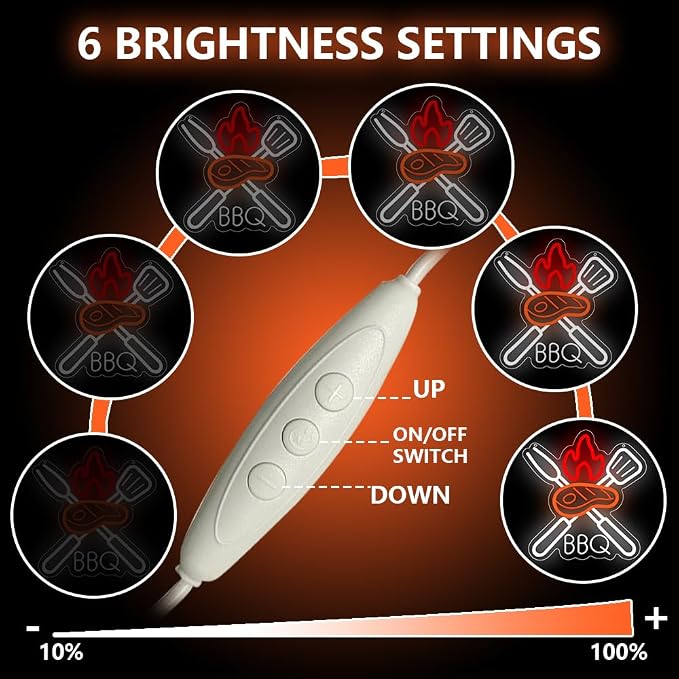 BBQ Neon Signs for Wall Decor, Adjustable Brightness Grill LED Sign for BBQ - Image 3