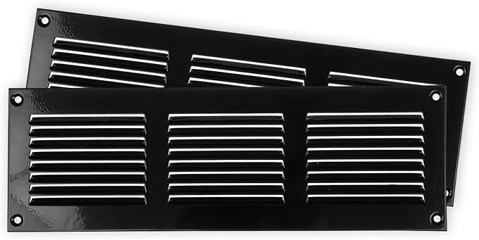 Repa Market 2-Pack 12x4 Inch Air Vent Cover/Black Galvanized Steel Louvered by RepaMarket