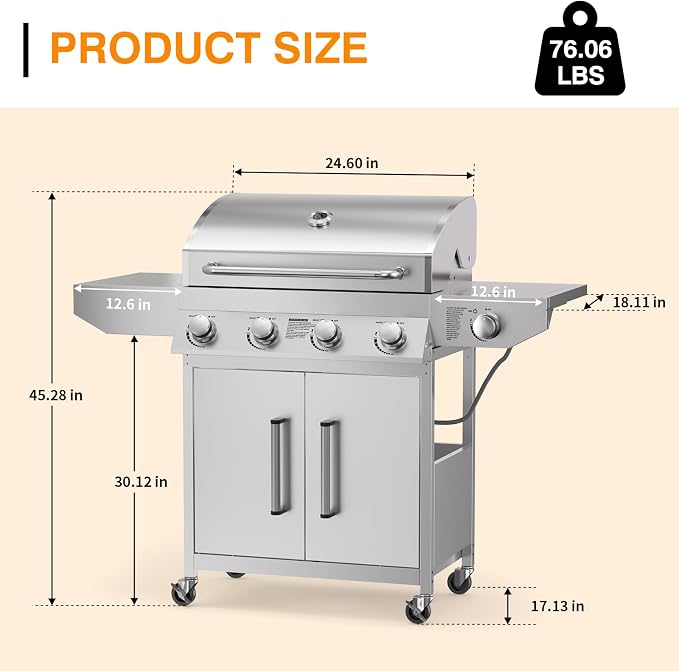 4 Burner Propane Gas Grill - Image 6