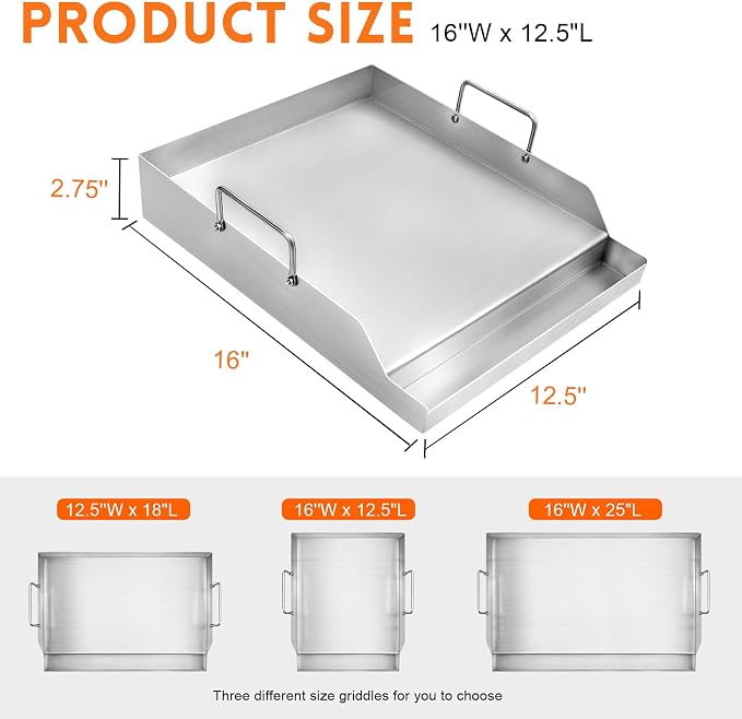 GGC 16" x 12.5" Flat Top Griddle Plate - Image 2
