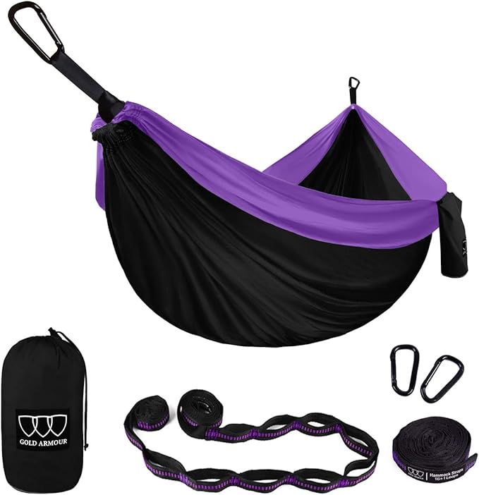Hammock, Extra Large Double Size 125 x 79 in, Black and Purple