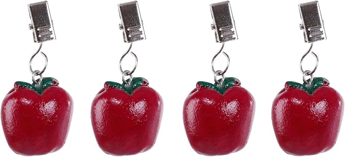 TwoFish Home Set of 4 Resin Red Apple Tablecloth Weights Clips Handicraft Red by TwoFishHomeFashionLLC