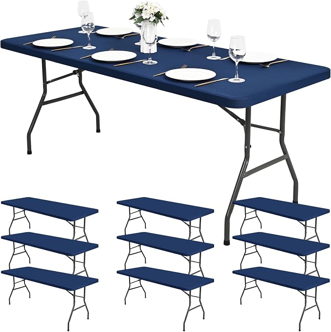 10 Pack Stretch Fabric Table Top Cap Cover, fits 6Ft Tables, Spandex Table by Pesonlook