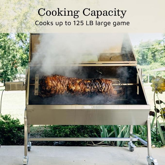 Ash & Ember 25 Watt Stainless Steel BBQ Rotisserie Grill, Rated 125 LB - Image 3