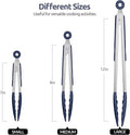 Tongs with Silicone Tips, Lockable Design, Midnight Blue Finish