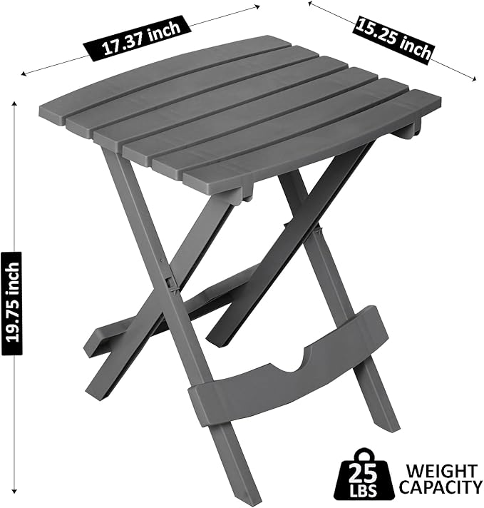 Side Table, Charcoal Resin Folding Patio Table