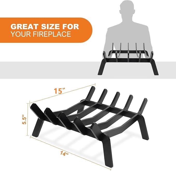 Fireplace Grate 14in Heavy Duty, Fireplace Wood holder - Image 4