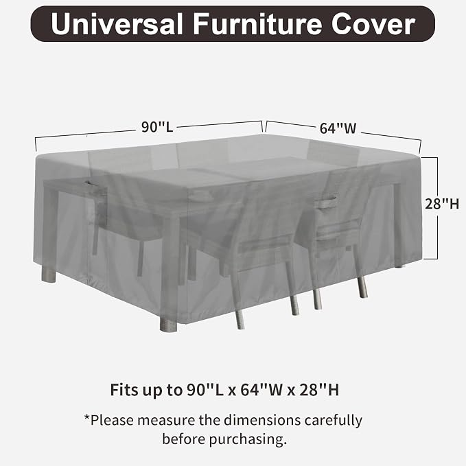 PureFit Patio Furniture Covers, Outdoor Table Furniture Cover Waterproof - Image 2