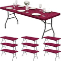 10 Pack Stretch Fabric Table Top Cap Cover, Wine Red Table Covers fits 8Ft by Pesonlook