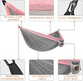 Hammock, 210T Parachute Nylon, 500 lb Capacity, Gray and Pink