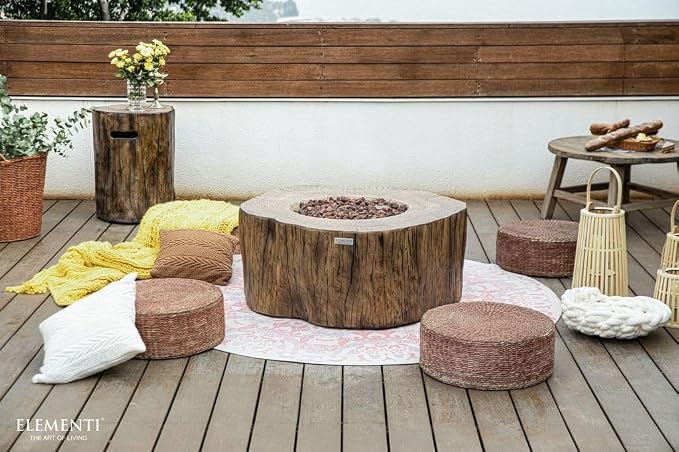Elementi | Bundle Manchester Gas Fire Pit Cast Concrete Semi-Round Fire Table - Image 8