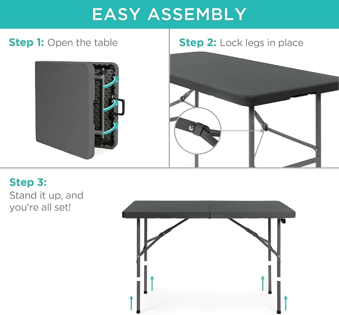Best Choice Products 4ft Plastic Folding Table, Indoor Outdoor Heavy Duty - Image 7