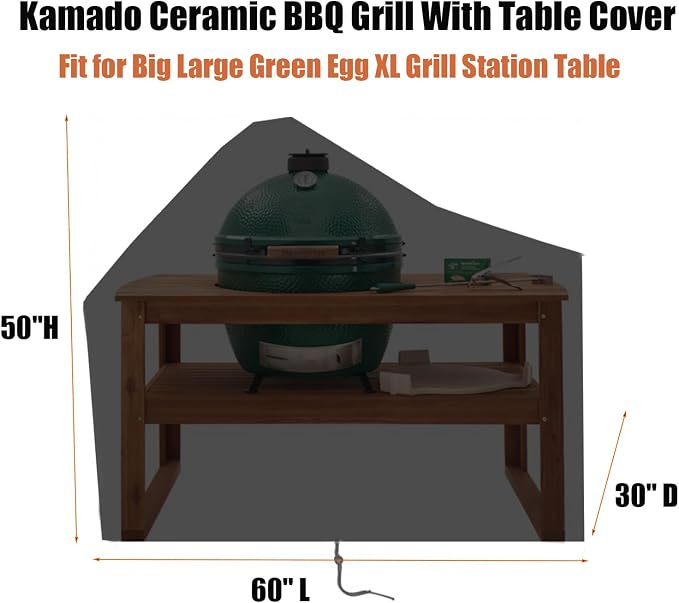 Kamado Ceramic BBQ Grill Cover for Big Green Egg, Heavy Duty Waterproof Grill - Image 2