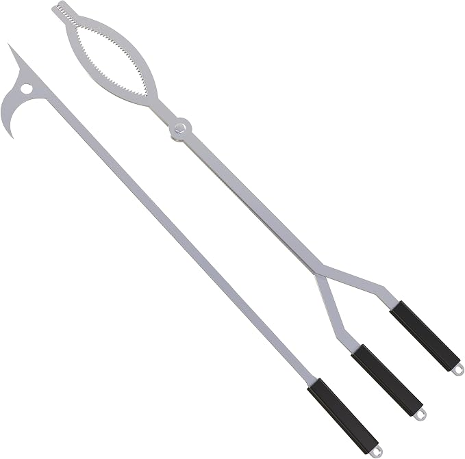 40" Fire Tongs Firewood Grabbers and Fire Poker Set, Stainless Steel Large Log by CKLT