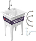 Freestanding Utility Sink with Stainless Steel Gooseneck Faucet by NoahWilliamHome
