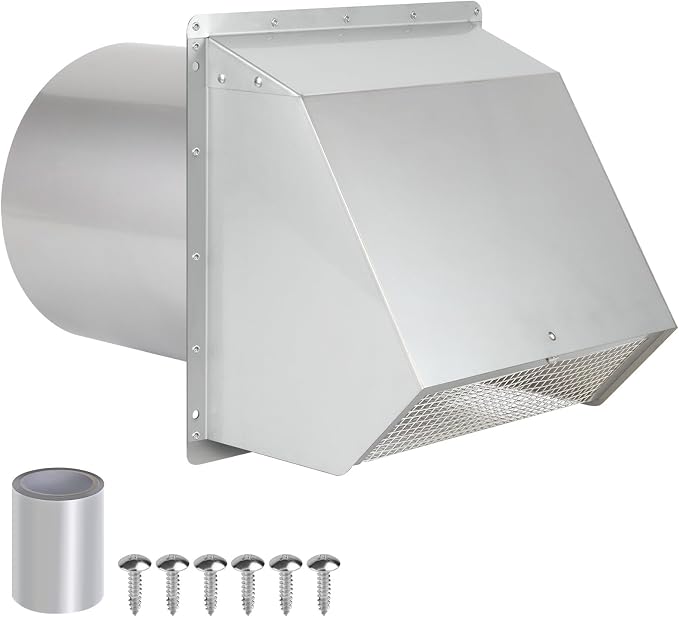 6 Inch Wall Vent Cover, Exterior Wall Vent Hood by JYINCPED