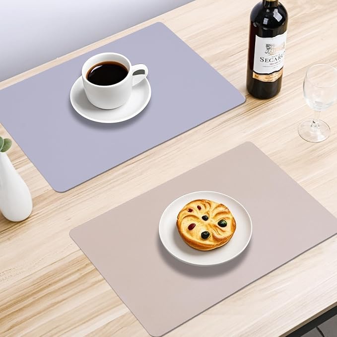 PU Placemats Set of 6 Reversible, Waterproof Faux Leather Placemat - Image 3