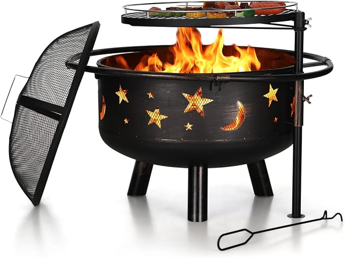 PHI VILLA 30" Outdoor Wood Burning Firepit by PHIVILLAThepioneerofcomfortablehouseholdsupplies