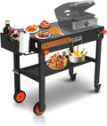 Rolling Grill Cart with Spice Rack, Grill Stand with Storage Shelf, Griddle by AOKEMAi
