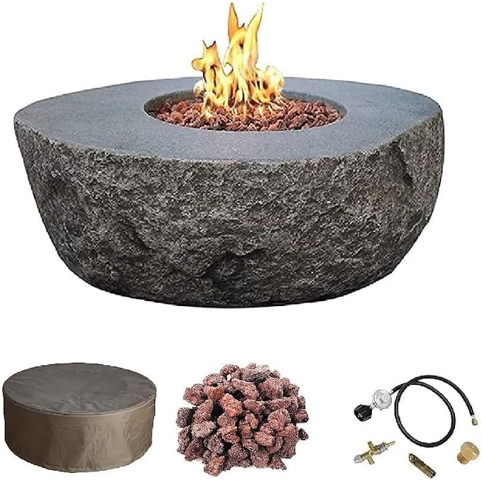 Elementi+ | Colorado Gas Fire Pit Cast Concrete 56" Rectangular Fire Table by AMSFireplaceInc