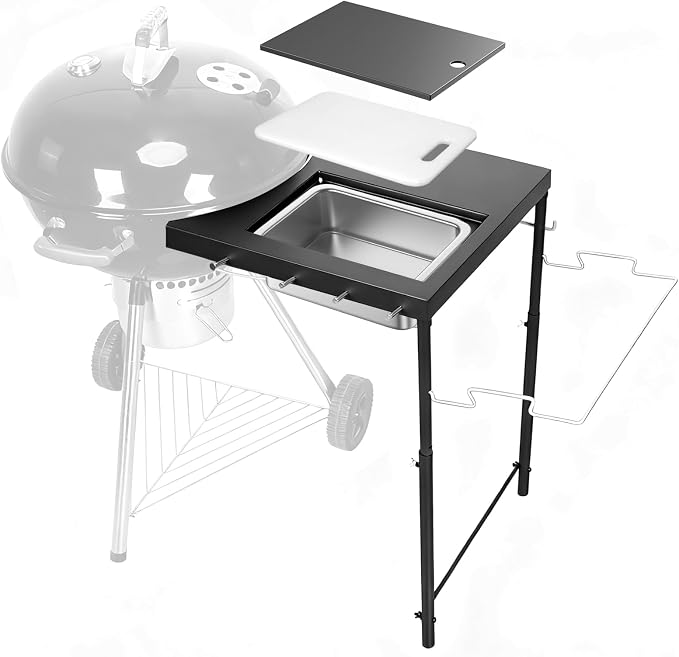 All-in-One Grill Table for Weber Kettle 22"/18"/26" & Smokey Mountain, Recteq by Utheer