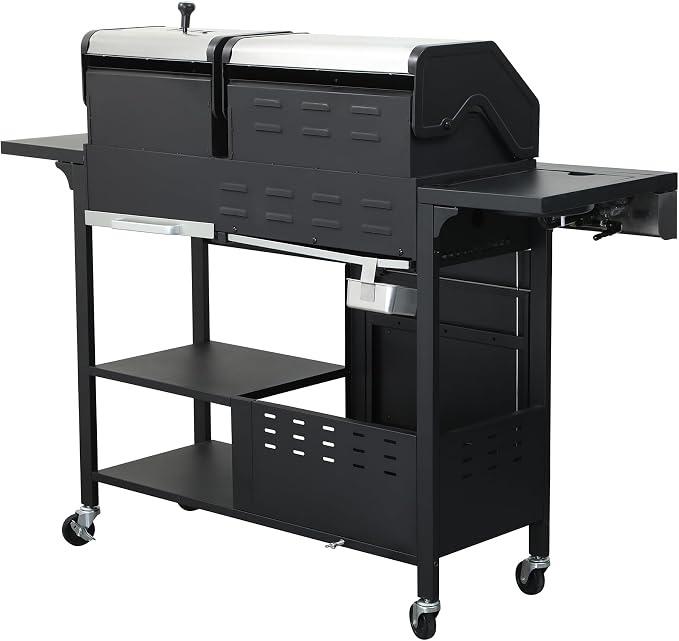 Gas and Charcoal Combo Grill, 37230 BTU 2-in-1 Outdoor BBQ, Dual Zone Cooking - Image 7