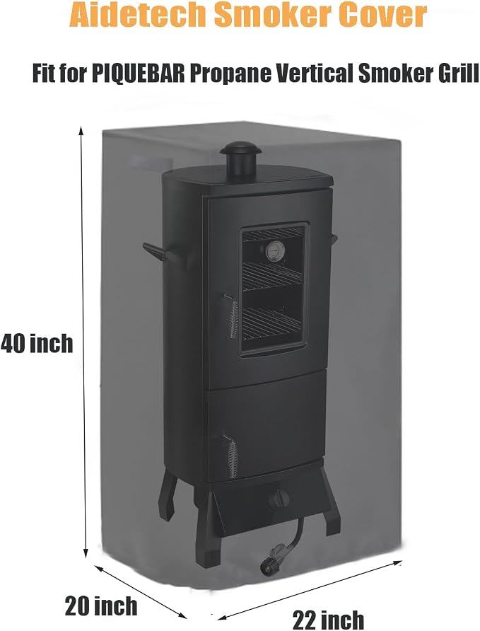 Smoker Cover Fit for PIQUEBAR Propane Smoker, Waterproof Grill BBQ Cover - Image 2