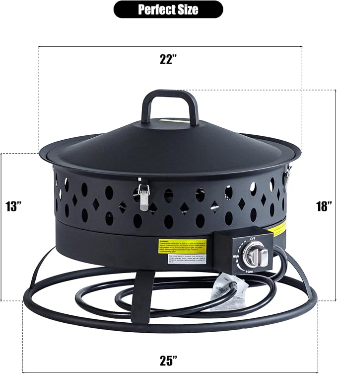 22 Inch Portable Propane Fire Pit, Gas Fire Pit - Image 6