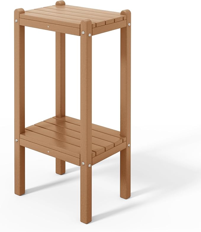 Costaelm Outdoor Side Table, 2-Tier Small Patio Coffee Tables by Costaelm