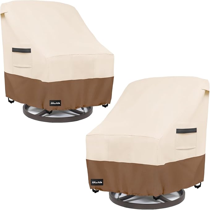 Outdoor Swivel Lounge Chair Cover 2 Pack, 600D Waterproof Heavy Duty Outdoor by PatioFurnitureCovers