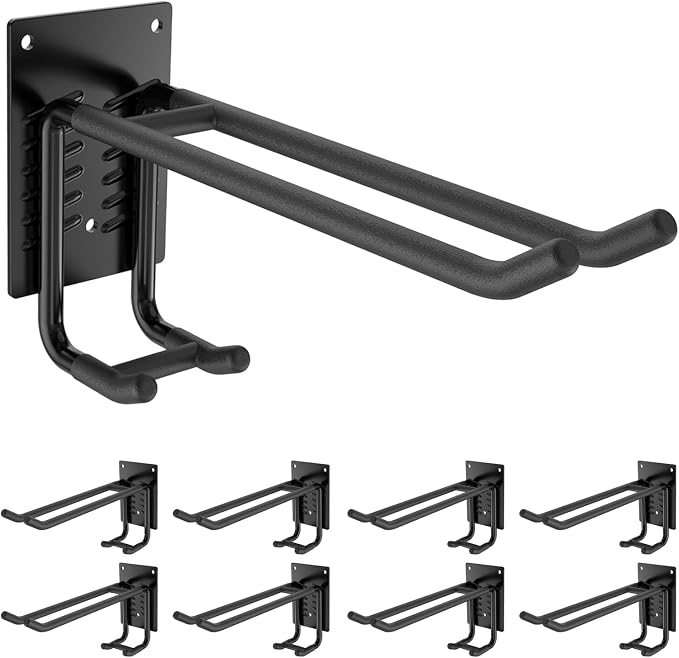 8 Pack Garage Hooks Heavy Duty 10 INCH Double-Layer Steel Shed Wall Mount by Tanzfrosch