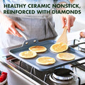 Griddle Pan, 11-Inch Square Ceramic Nonstick, Hard Anodized, Gray
