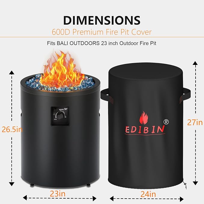 Fire Pit Cover for Bali Outdoors 23 Inch Cylinder Firepit - Image 3