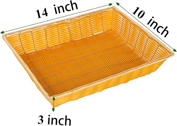 6 Pack Woven Bread Baskets, Stackable Imitation Rattan Wicker Fruit Baskets - Image 2