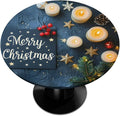 Merry Christmas Candle Star Round Table Cloth Cover, Elastic Edge Waterproof by ModaQua