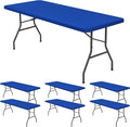 6 Pack Stretch Fabric Table Top Cap Cover, fits 8' Tables, Spandex Table Covers by REWOMC